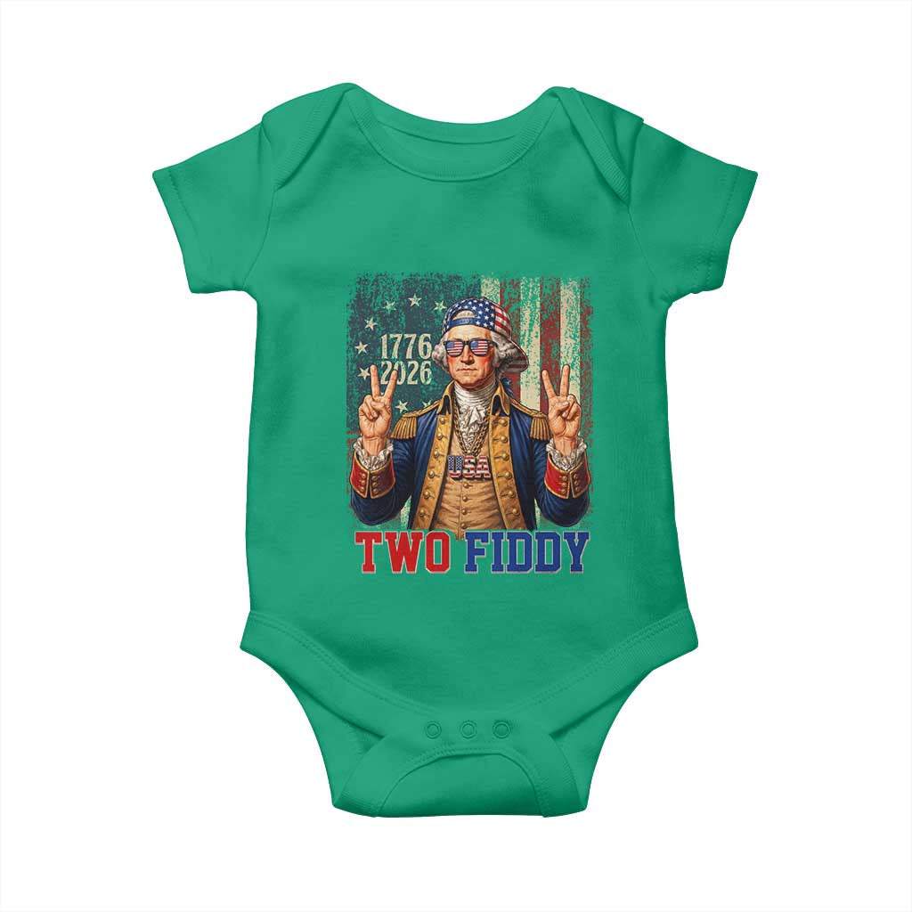 Two Fiddy George Washington Peace Signs Baby Onesie Funny Semiquincentennial Hip Hop Style President