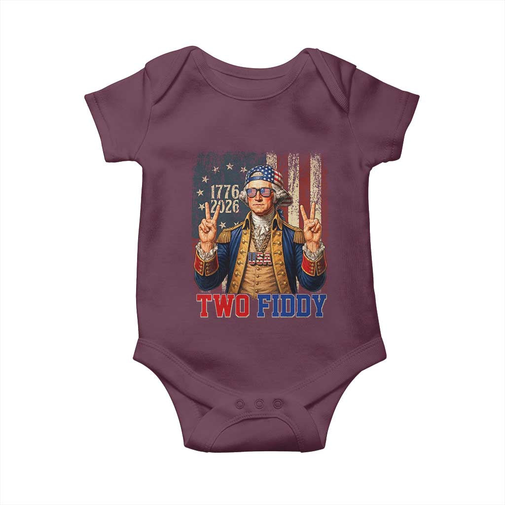 Two Fiddy George Washington Peace Signs Baby Onesie Funny Semiquincentennial Hip Hop Style President