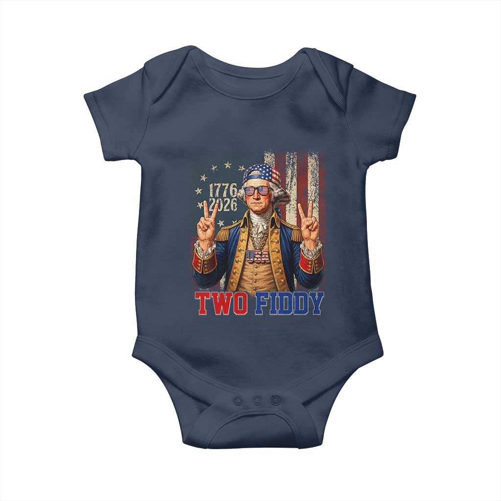 Two Fiddy George Washington Peace Signs Baby Onesie Funny Semiquincentennial Hip Hop Style President