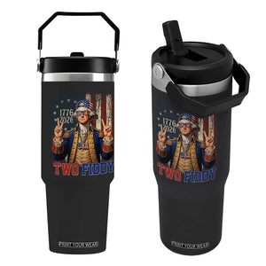 Two Fiddy George Washington Peace Signs Flip Straw Tumbler Funny Semiquincentennial Hip Hop Style President