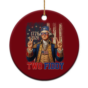 Two Fiddy George Washington Peace Signs Ceramic Ornament Funny Semiquincentennial Hip Hop Style President