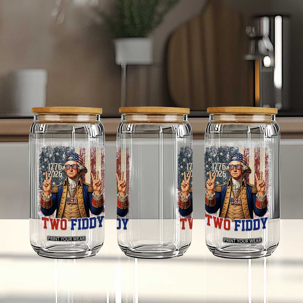 Two Fiddy George Washington Peace Signs Glass Can Funny Semiquincentennial Hip Hop Style President