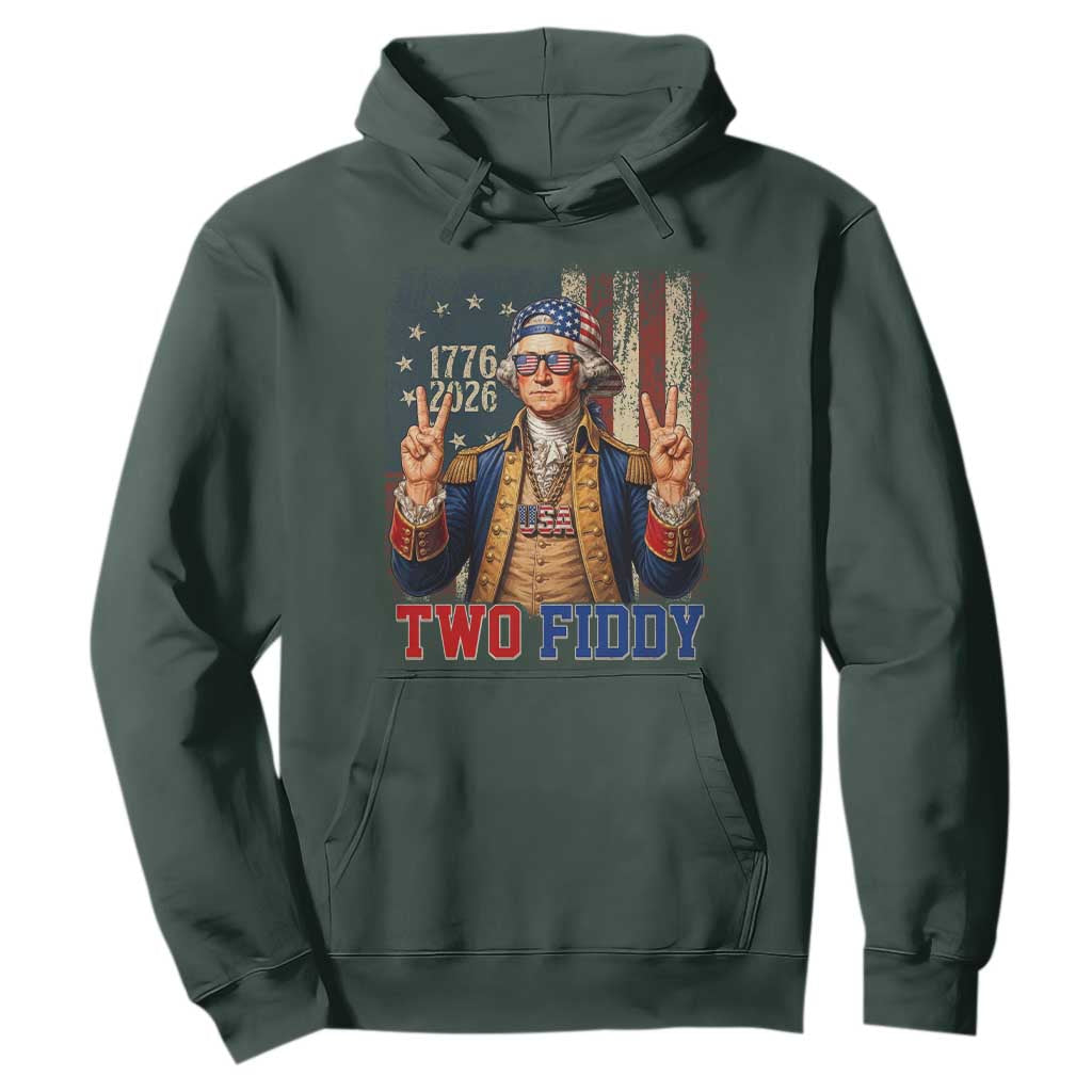 Two Fiddy George Washington Peace Signs Hoodie Funny Semiquincentennial Hip Hop Style President