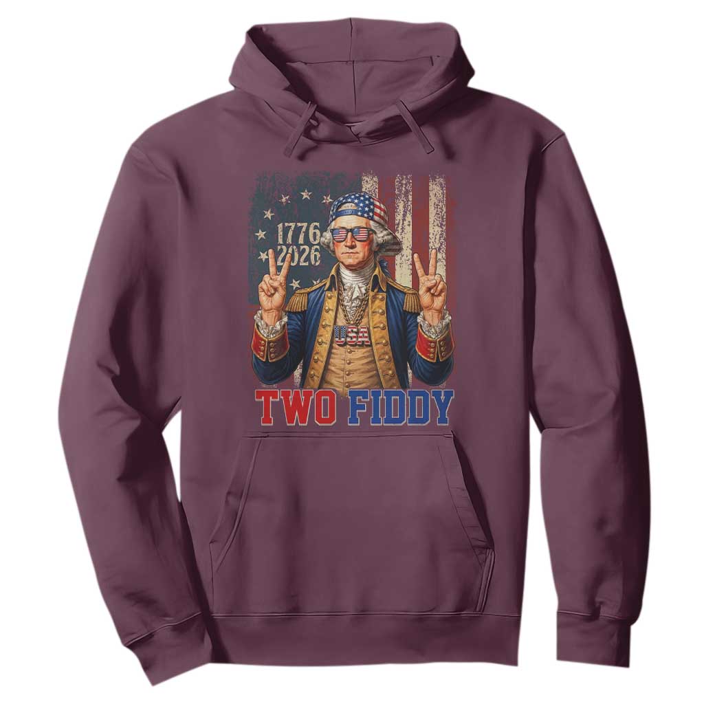 Two Fiddy George Washington Peace Signs Hoodie Funny Semiquincentennial Hip Hop Style President