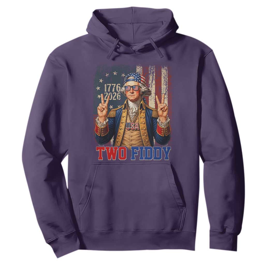 Two Fiddy George Washington Peace Signs Hoodie Funny Semiquincentennial Hip Hop Style President