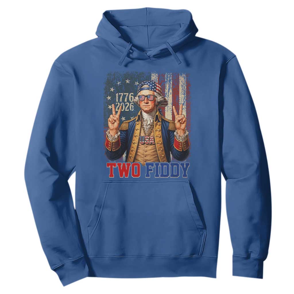 Two Fiddy George Washington Peace Signs Hoodie Funny Semiquincentennial Hip Hop Style President