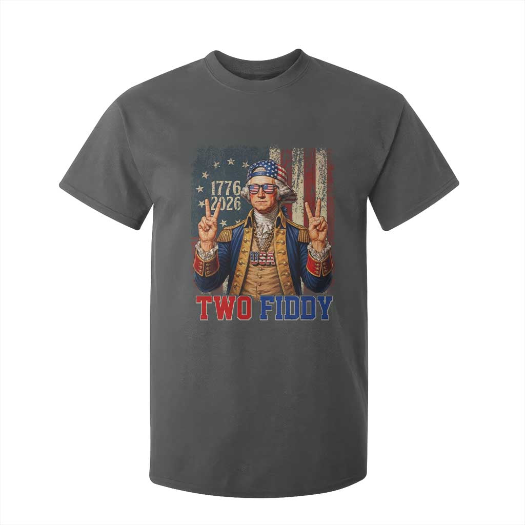 Two Fiddy George Washington Peace Signs T Shirt For Kid Funny Semiquincentennial Hip Hop Style President