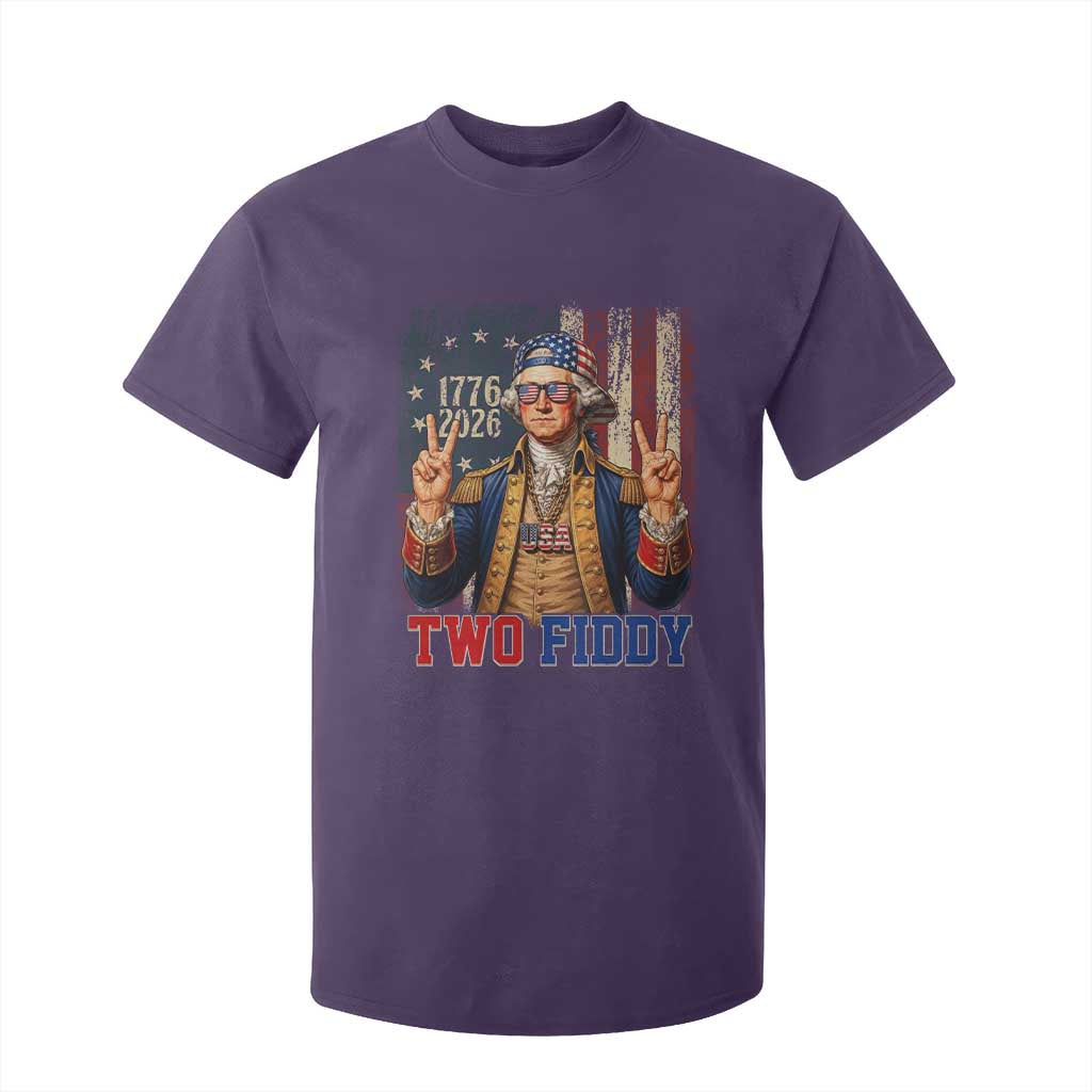 Two Fiddy George Washington Peace Signs T Shirt For Kid Funny Semiquincentennial Hip Hop Style President