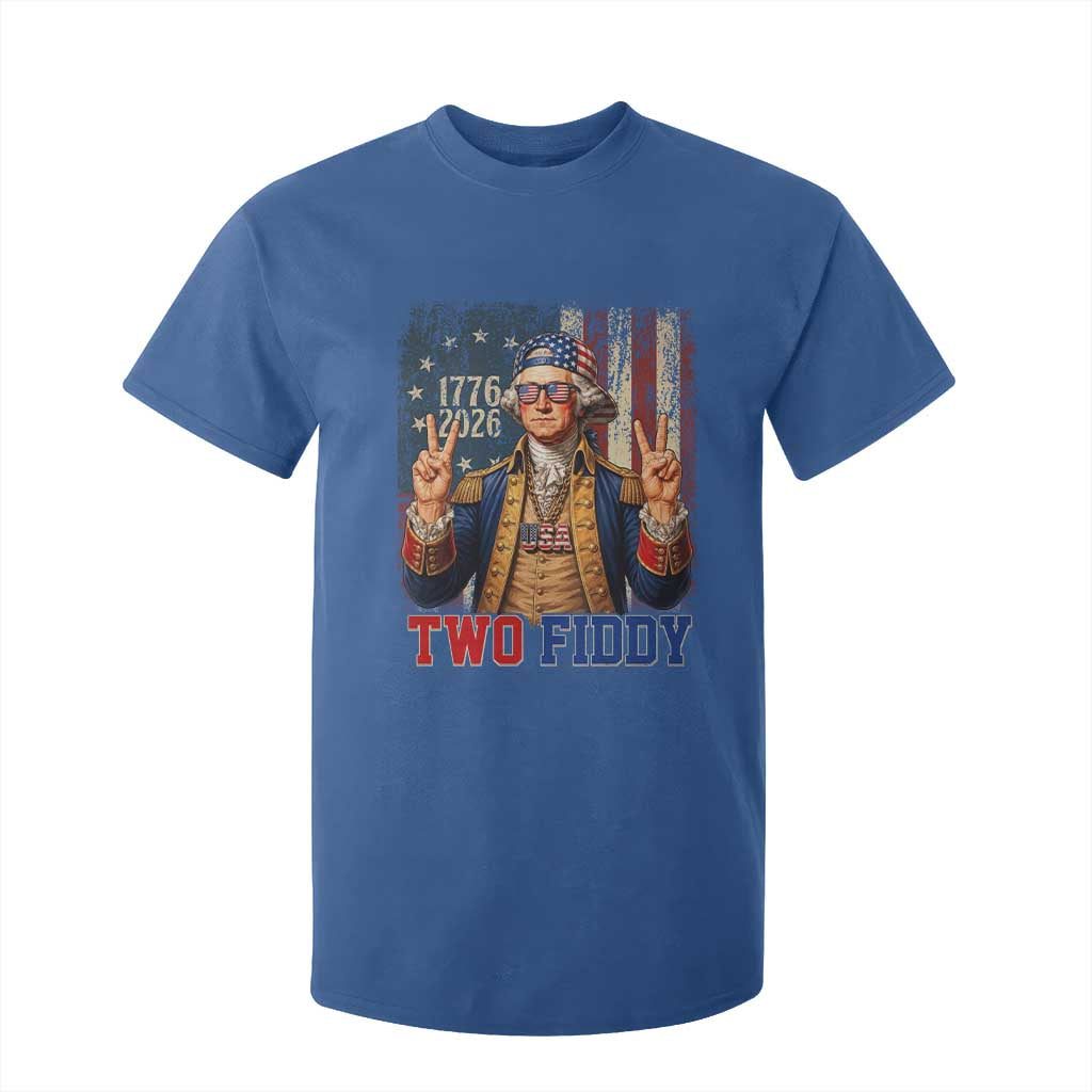 Two Fiddy George Washington Peace Signs T Shirt For Kid Funny Semiquincentennial Hip Hop Style President