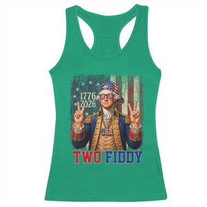 Two Fiddy George Washington Peace Signs Racerback Tank Top Funny Semiquincentennial Hip Hop Style President