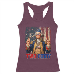 Two Fiddy George Washington Peace Signs Racerback Tank Top Funny Semiquincentennial Hip Hop Style President