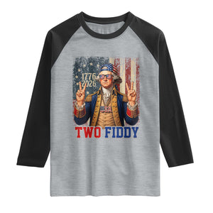 Two Fiddy George Washington Peace Signs Raglan Shirt Funny Semiquincentennial Hip Hop Style President
