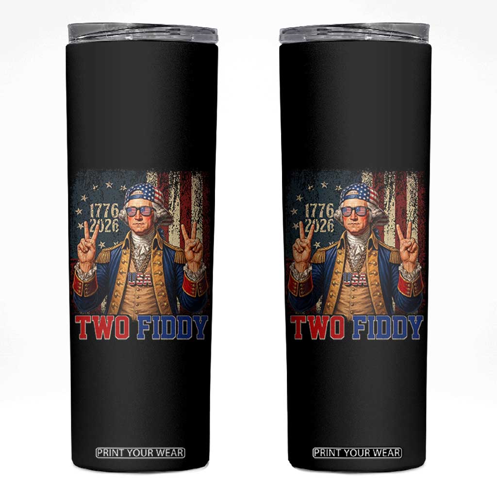 Two Fiddy George Washington Peace Signs Skinny Tumbler Funny Semiquincentennial Hip Hop Style President