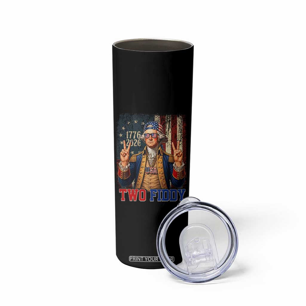 Two Fiddy George Washington Peace Signs Skinny Tumbler Funny Semiquincentennial Hip Hop Style President