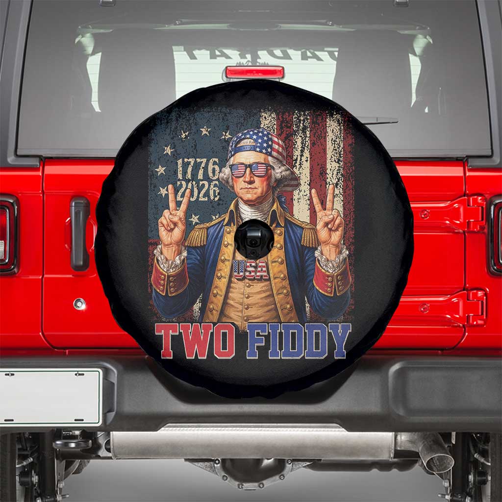 Two Fiddy George Washington Peace Signs Spare Tire Cover Funny Semiquincentennial Hip Hop Style President