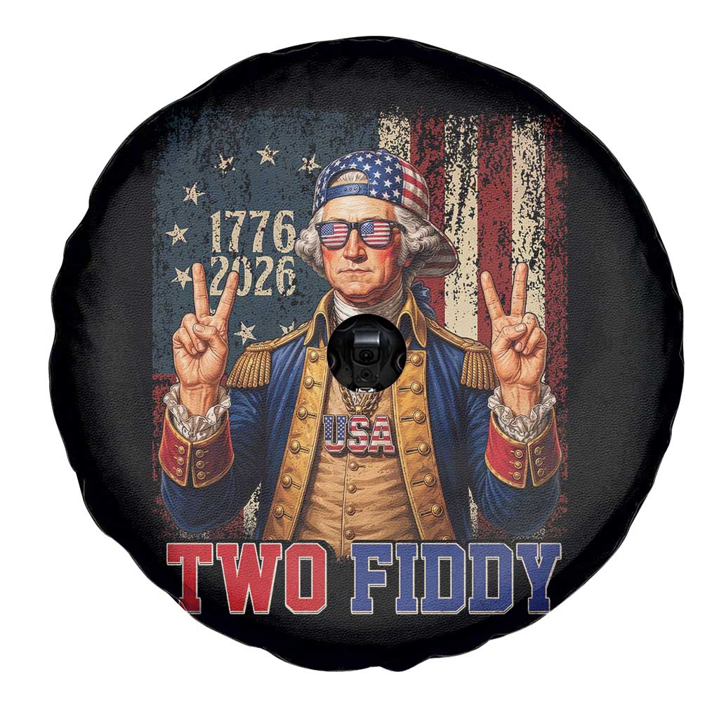 Two Fiddy George Washington Peace Signs Spare Tire Cover Funny Semiquincentennial Hip Hop Style President