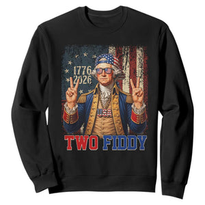 Two Fiddy George Washington Peace Signs Sweatshirt Funny Semiquincentennial Hip Hop Style President