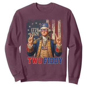 Two Fiddy George Washington Peace Signs Sweatshirt Funny Semiquincentennial Hip Hop Style President