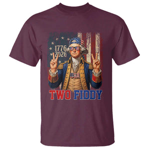 Two Fiddy George Washington Peace Signs T Shirt Funny Semiquincentennial Hip Hop Style President