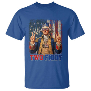 Two Fiddy George Washington Peace Signs T Shirt Funny Semiquincentennial Hip Hop Style President