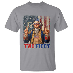 Two Fiddy George Washington Peace Signs T Shirt Funny Semiquincentennial Hip Hop Style President