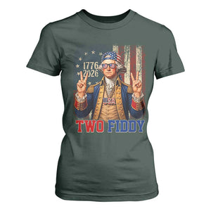 Two Fiddy George Washington Peace Signs T Shirt For Women Funny Semiquincentennial Hip Hop Style President