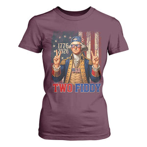 Two Fiddy George Washington Peace Signs T Shirt For Women Funny Semiquincentennial Hip Hop Style President