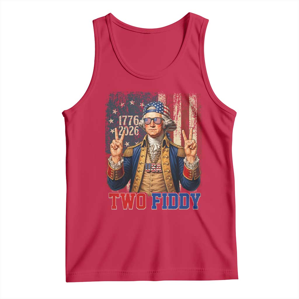 Two Fiddy George Washington Peace Signs Tank Top Funny Semiquincentennial Hip Hop Style President