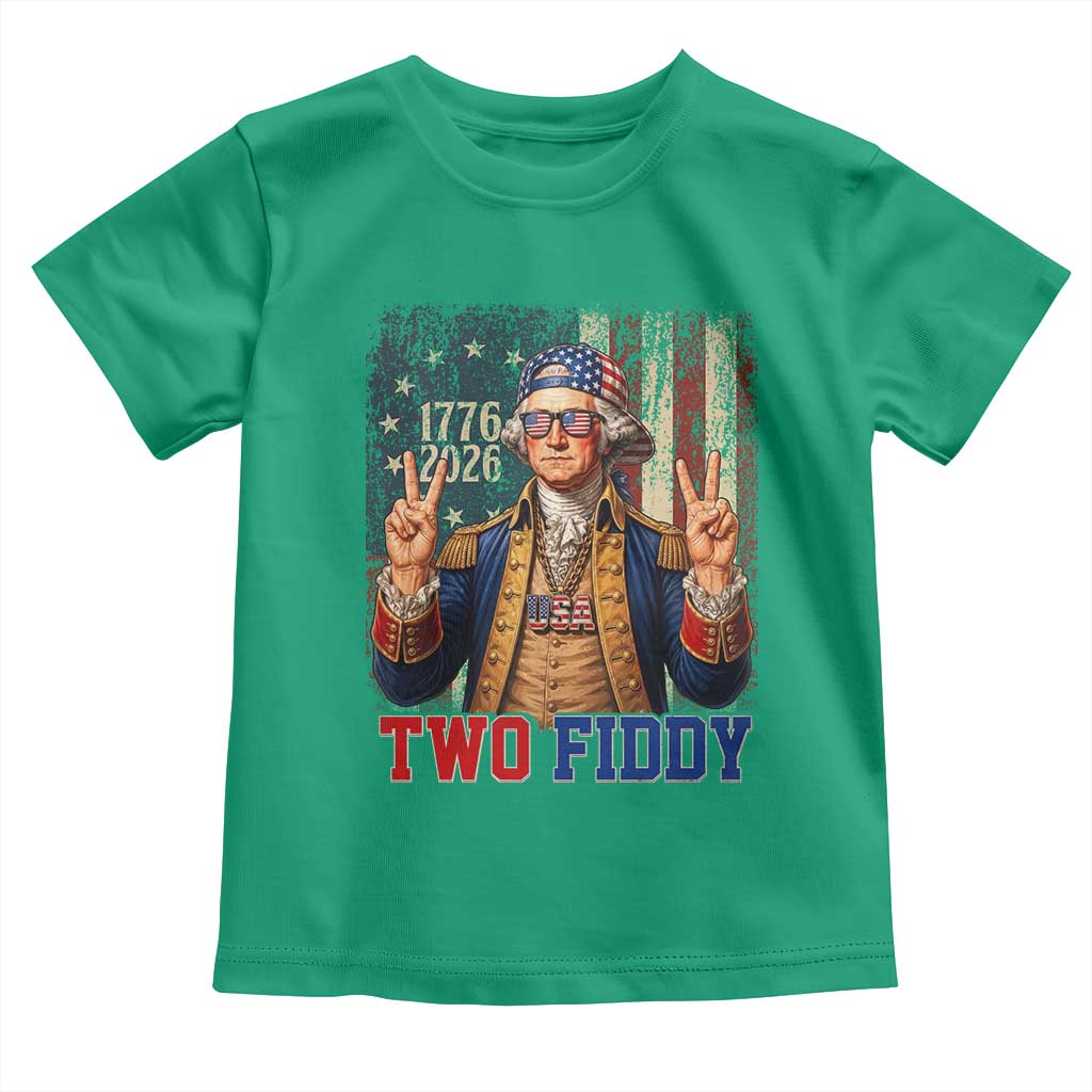 Two Fiddy George Washington Peace Signs Toddler T Shirt Funny Semiquincentennial Hip Hop Style President