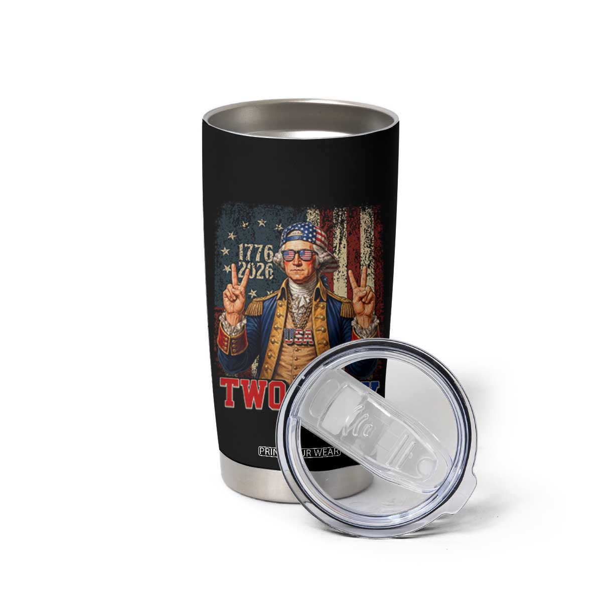 Two Fiddy George Washington Peace Signs Tumbler Cup Funny Semiquincentennial Hip Hop Style President