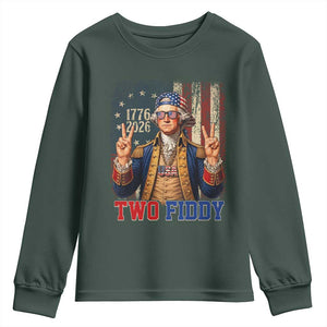 Two Fiddy George Washington Peace Signs Youth Sweatshirt Funny Semiquincentennial Hip Hop Style President