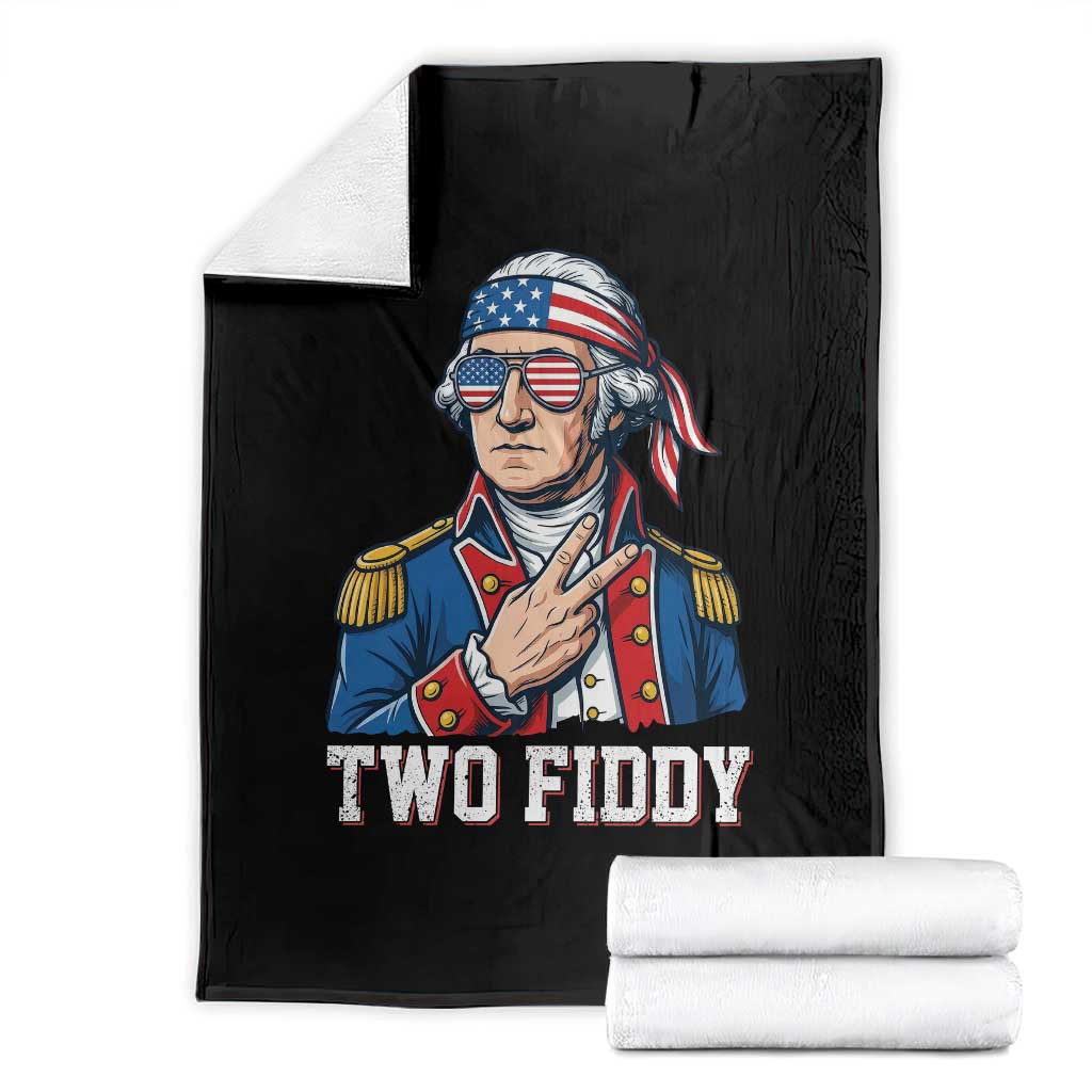 Two Fiddy George Washington Bandana Throw Blanket Funny Cool Sunglasses American Flag Headband Peace Sign Patriotic