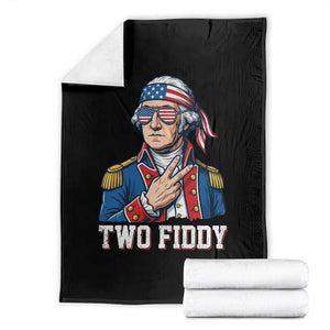Two Fiddy George Washington Bandana Throw Blanket Funny Cool Sunglasses American Flag Headband Peace Sign Patriotic