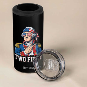 Two Fiddy George Washington Bandana 4 in 1 Can Cooler Tumbler Funny Cool Sunglasses American Flag Headband Peace Sign Patriotic