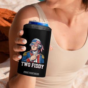 Two Fiddy George Washington Bandana 4 in 1 Can Cooler Tumbler Funny Cool Sunglasses American Flag Headband Peace Sign Patriotic