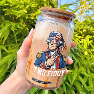 Two Fiddy George Washington Bandana Glass Can Funny Cool Sunglasses American Flag Headband Peace Sign Patriotic
