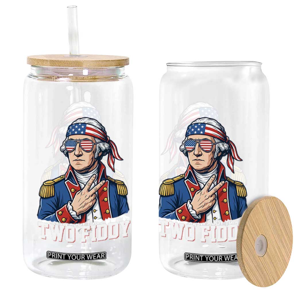 Two Fiddy George Washington Bandana Glass Can Funny Cool Sunglasses American Flag Headband Peace Sign Patriotic