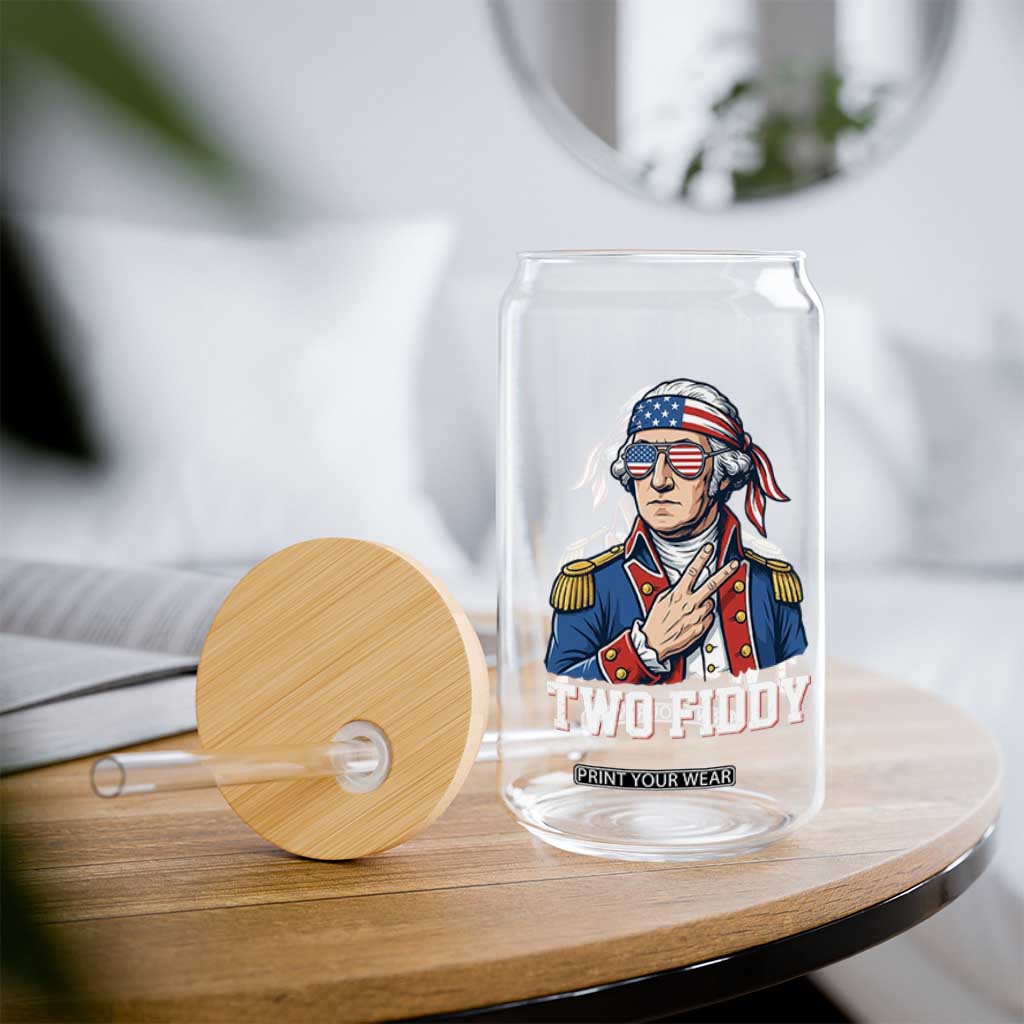 Two Fiddy George Washington Bandana Glass Can Funny Cool Sunglasses American Flag Headband Peace Sign Patriotic
