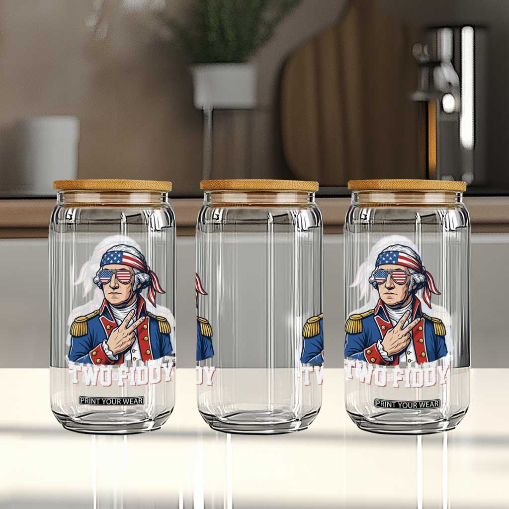 Two Fiddy George Washington Bandana Glass Can Funny Cool Sunglasses American Flag Headband Peace Sign Patriotic