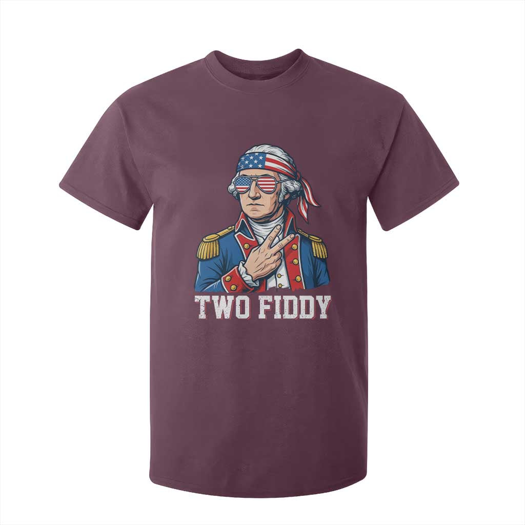Two Fiddy George Washington Bandana T Shirt For Kid Funny Cool Sunglasses American Flag Headband Peace Sign Patriotic