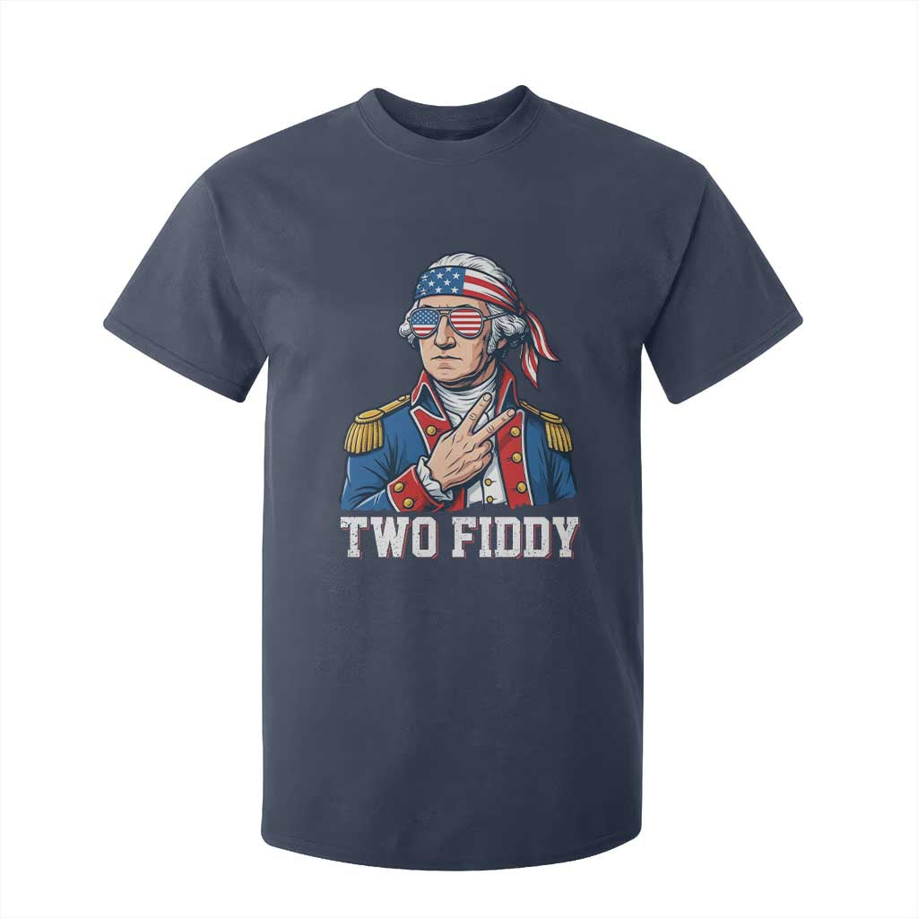 Two Fiddy George Washington Bandana T Shirt For Kid Funny Cool Sunglasses American Flag Headband Peace Sign Patriotic