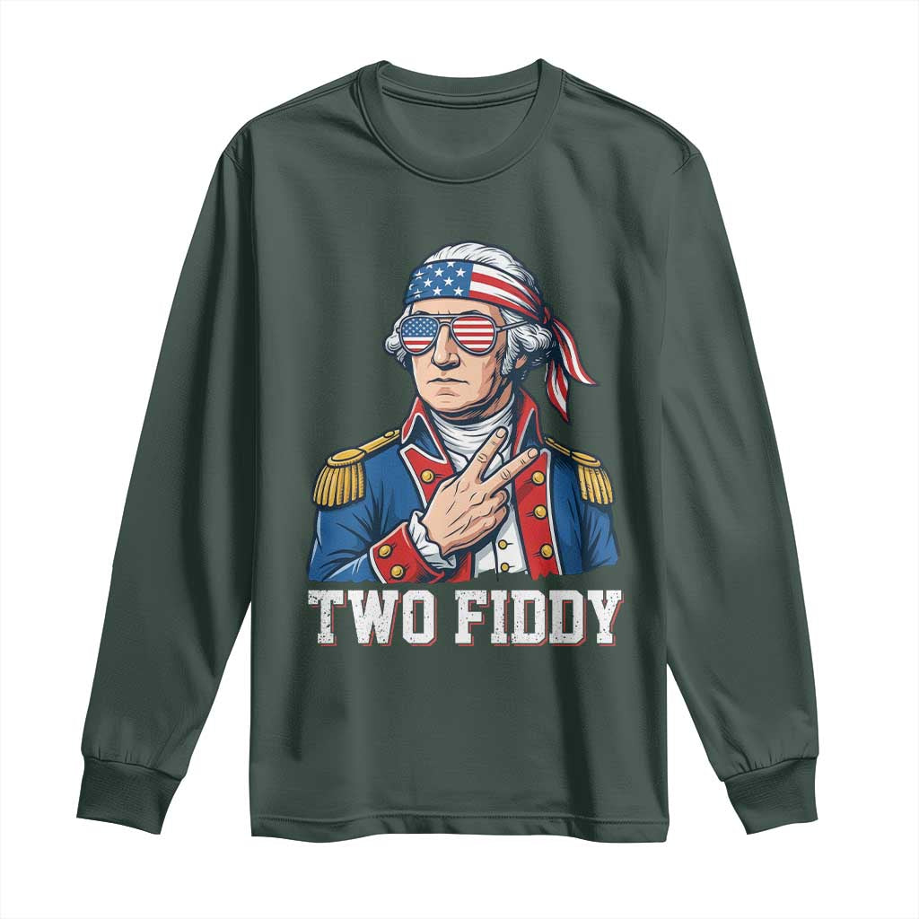 Two Fiddy George Washington Bandana Long Sleeve Shirt Funny Cool Sunglasses American Flag Headband Peace Sign Patriotic