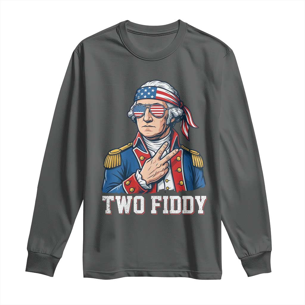 Two Fiddy George Washington Bandana Long Sleeve Shirt Funny Cool Sunglasses American Flag Headband Peace Sign Patriotic