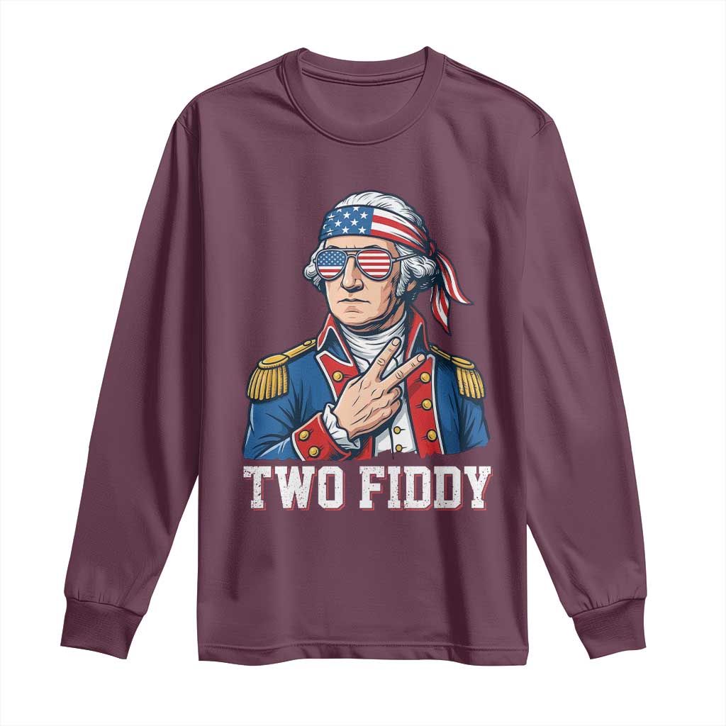 Two Fiddy George Washington Bandana Long Sleeve Shirt Funny Cool Sunglasses American Flag Headband Peace Sign Patriotic