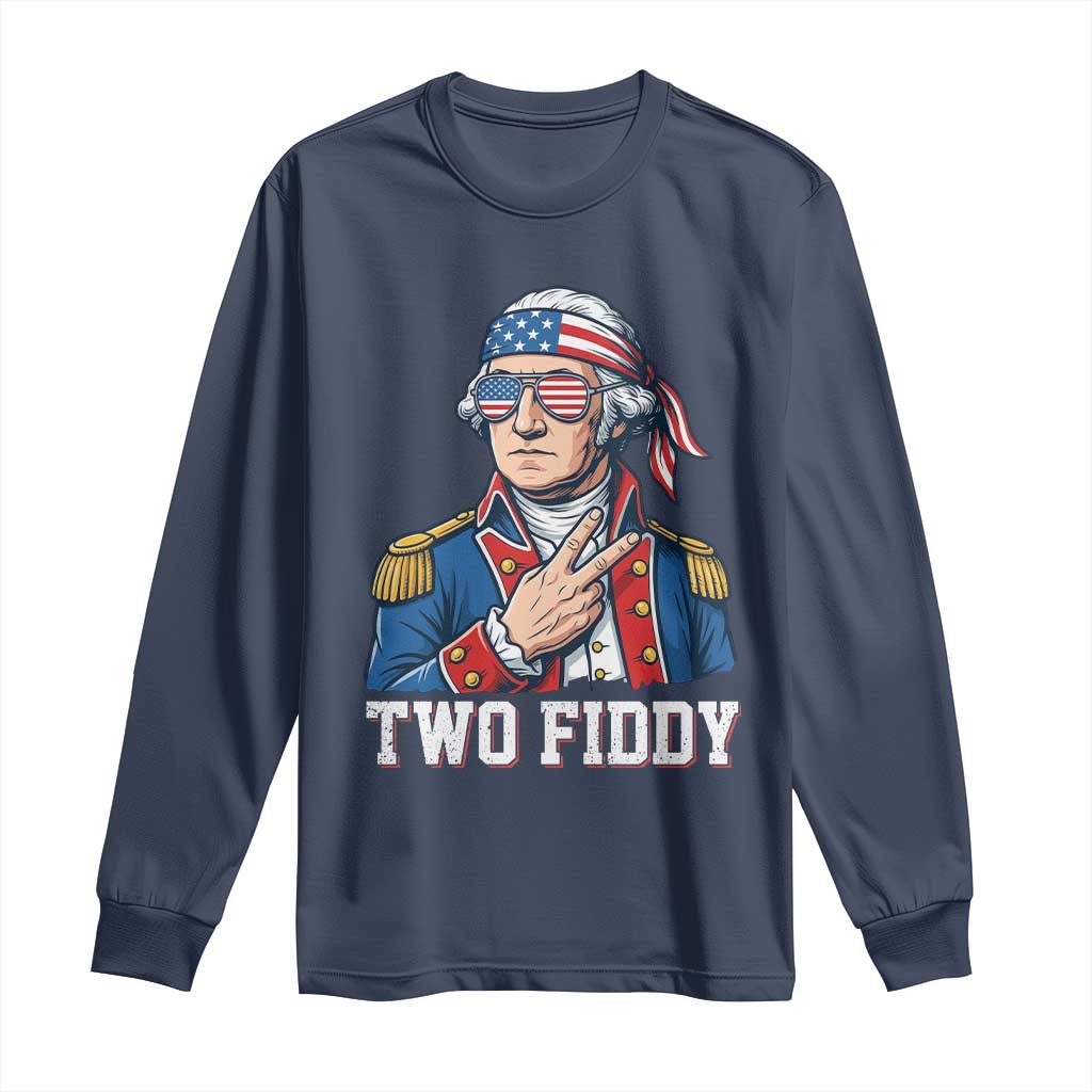 Two Fiddy George Washington Bandana Long Sleeve Shirt Funny Cool Sunglasses American Flag Headband Peace Sign Patriotic