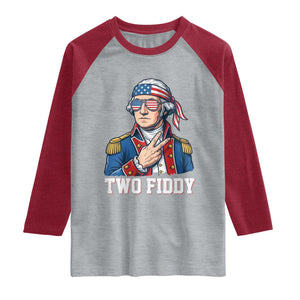 Two Fiddy George Washington Bandana Raglan Shirt Funny Cool Sunglasses American Flag Headband Peace Sign Patriotic