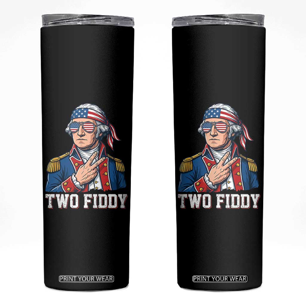 Two Fiddy George Washington Bandana Skinny Tumbler Funny Cool Sunglasses American Flag Headband Peace Sign Patriotic
