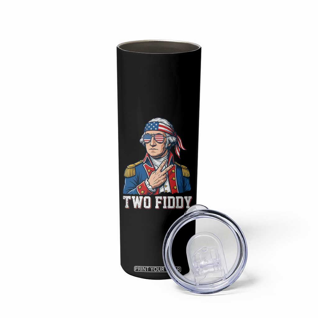 Two Fiddy George Washington Bandana Skinny Tumbler Funny Cool Sunglasses American Flag Headband Peace Sign Patriotic