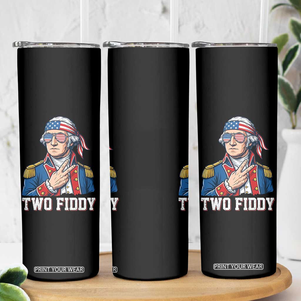 Two Fiddy George Washington Bandana Skinny Tumbler Funny Cool Sunglasses American Flag Headband Peace Sign Patriotic