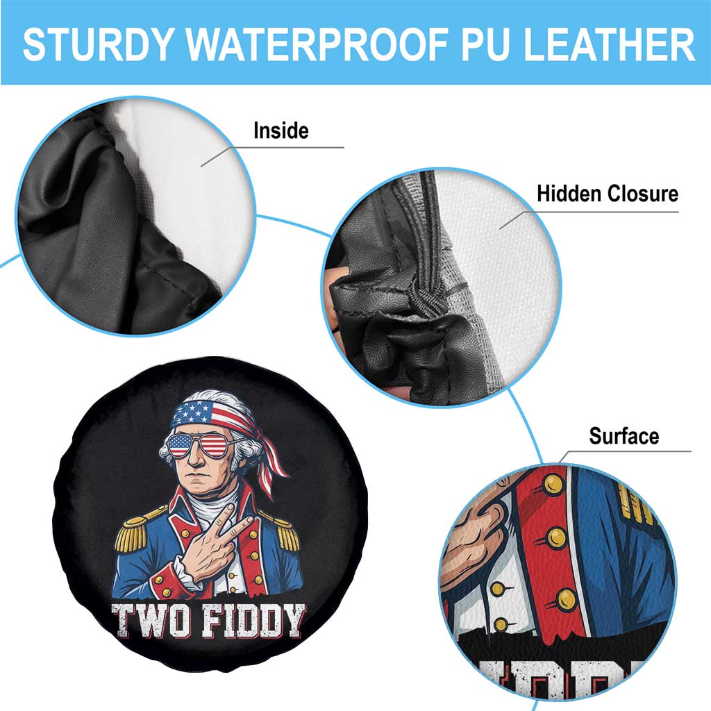 Two Fiddy George Washington Bandana Spare Tire Cover Funny Cool Sunglasses American Flag Headband Peace Sign Patriotic